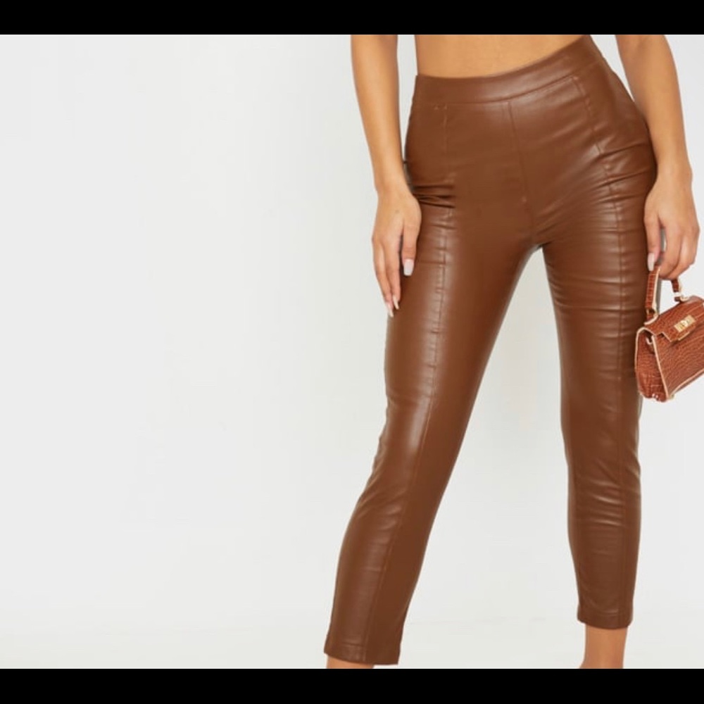 Chocolate Daysha Cropped Faux Leather Pants